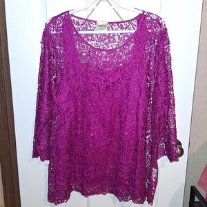 Lace Top Over Tank, Size 1X